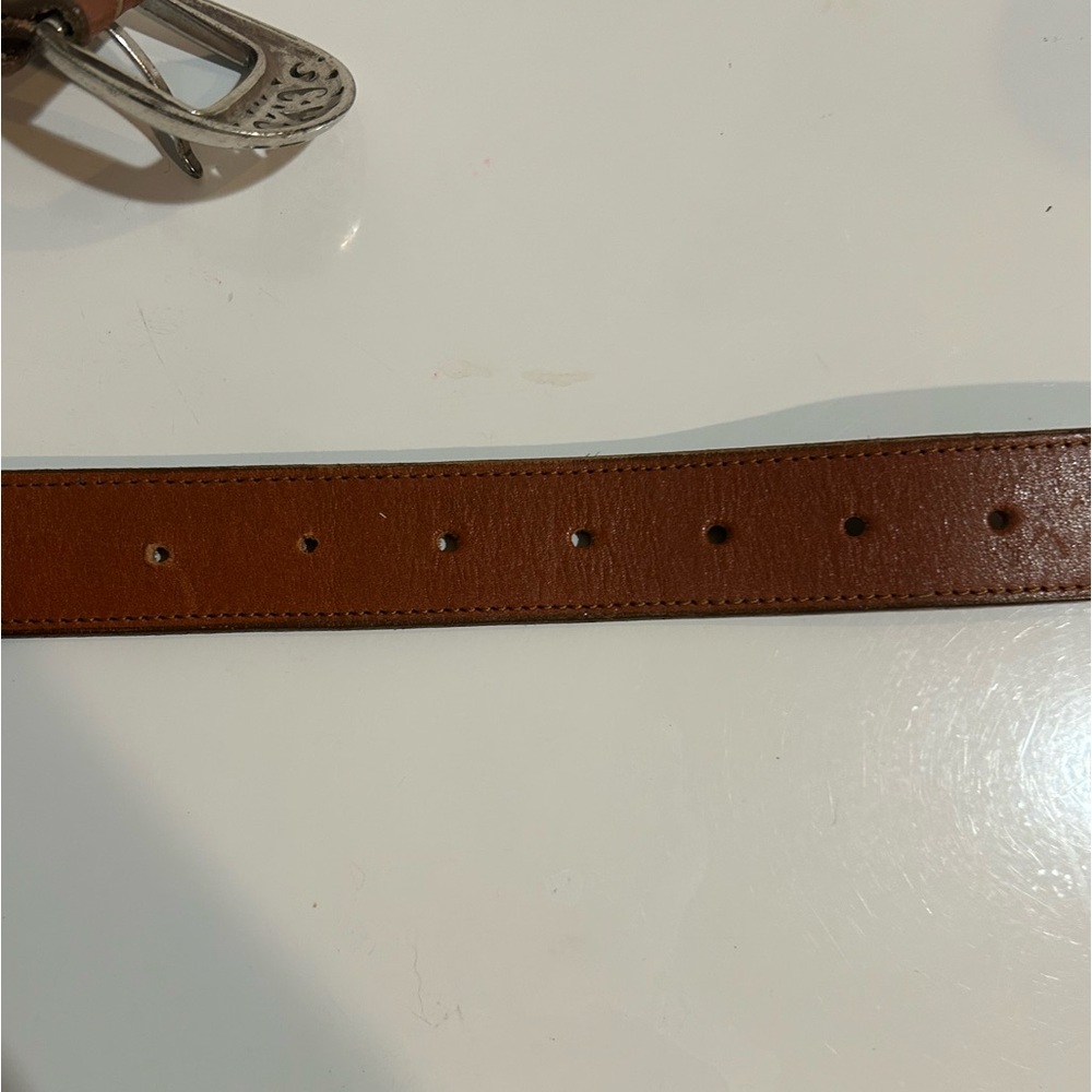 VTG Brighton Brown Leather Women's Belt Silver Heart Hardware 32/L - Picture 14 of 17
